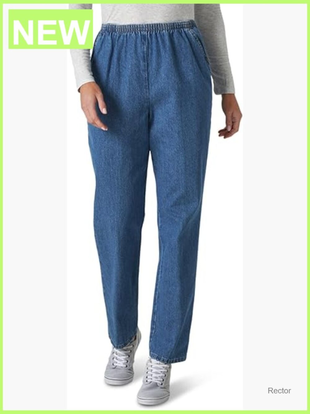 Women's Cotton Pull-On Pants with Elastic Waist, Straight Leg Fit